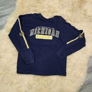NCC Apparel Michigan Wolverines Navy Long Sleeve Shirt 2XL College Fan Apparel
